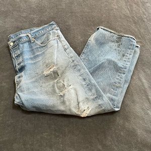 Levi’s Worked In Worn Distressed Mens Blue Jeans